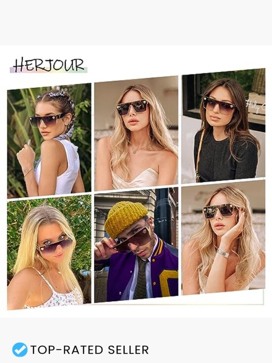 Oversized Square Sunglasses Vintage Trendy UV Protection Classic main image 5